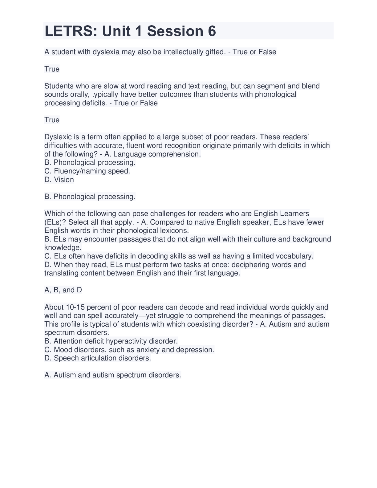 Preview image for LETRS: Unit 1 Session 6